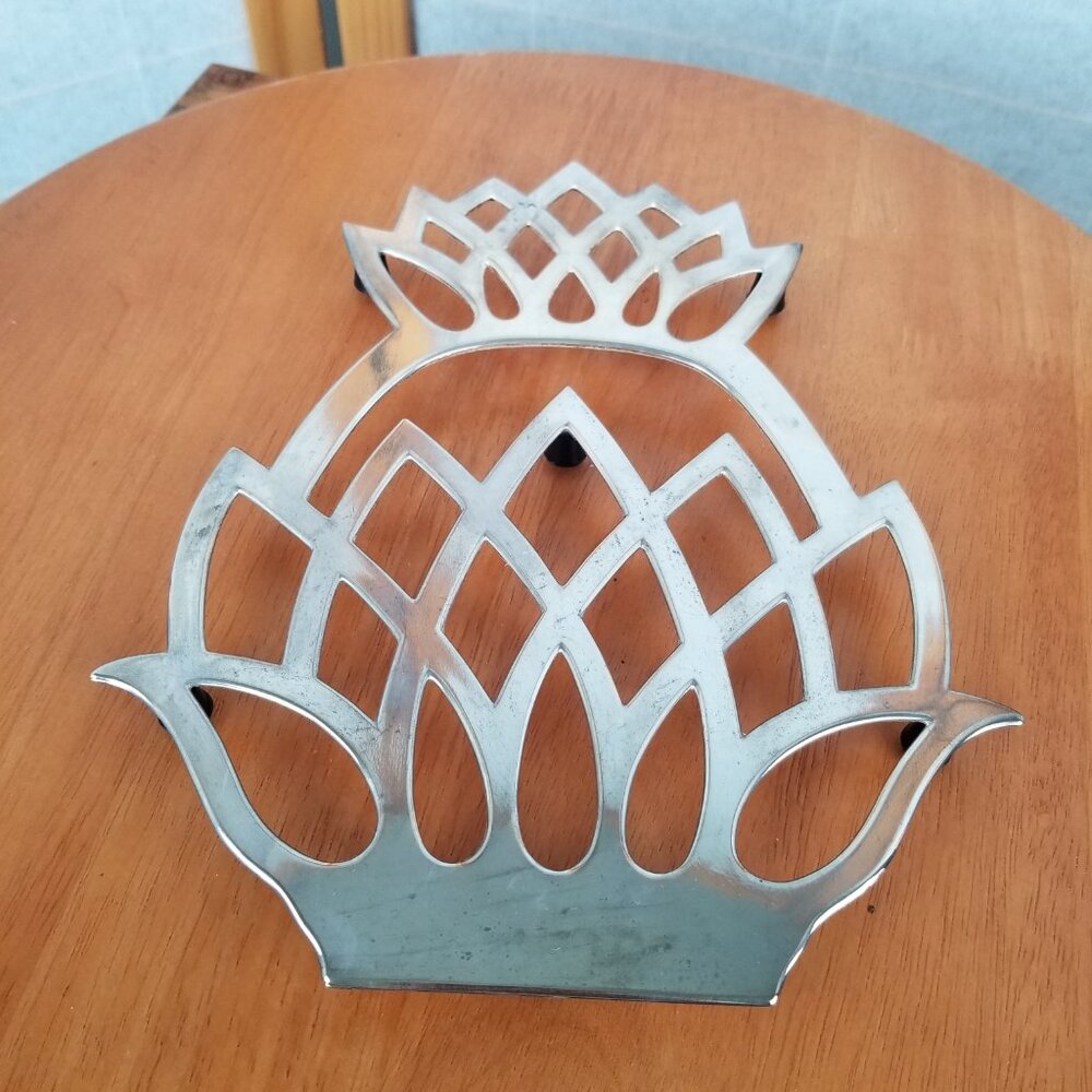 Pineapple Trivet Hot Pot Table Protector Silver Plate Italian Housewarming Gift